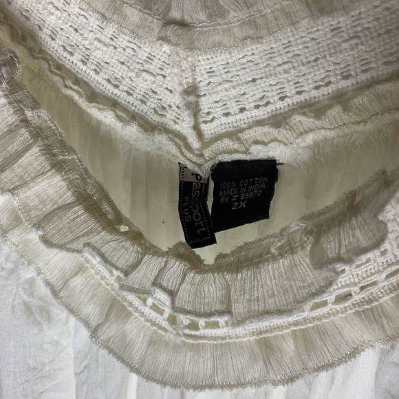 Boho cream tank top off white lace shirt plus size xxl 2X - Picture 4 of 5